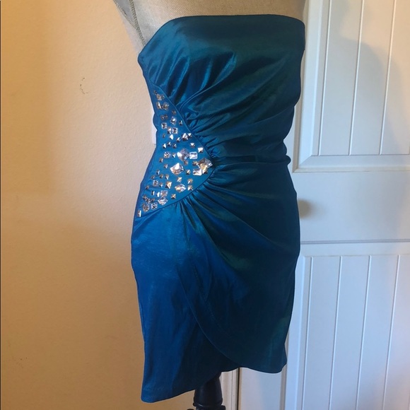 Cache Dresses & Skirts - Cache dress formal short mini crystal dance teal Cache Dresses & Skirts - Cache dress formal short mini crystal dance teal